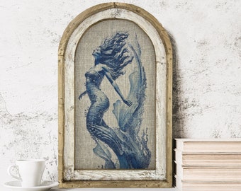 Framed Mermaid Print | 14" x 22" | Bathroom Decor | Coastal Wall Decor I Eclectic Home Decor I Beach Sign