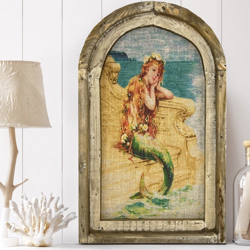 Mermaid Wall Decor 14 X 22 Arch Window Frame Etsy