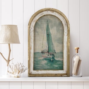 Watercolor Sail Boat Wall Art | 14" x 22" | Coastal Bathroom Decor | Coastal Wall Decor I Florida Home Decor