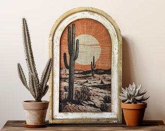 Southwestern Wall Decor | Western Wall Art | Cactus Decor | Retro Cowboy Wall Hanging | American Western | Arizona Decor