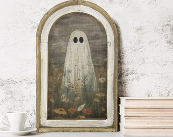Spooky Wall Decor | Halloween Ghost Decor | Halloween Wall Art | Gothic Wall Decor | Eclectic Framed Art | 14" x 22"