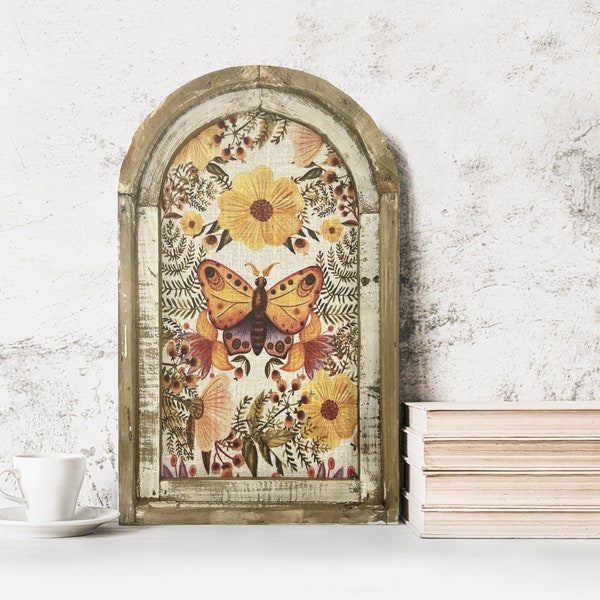 Floral Wall Decor | 14" x 22" | Butterfly Framed Art Print | Bohemian Wall Hanging | Eclectic Decor | Whimsical & Boho