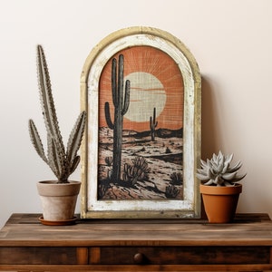 Southwestern Wall Decor | Western Wall Art | Cactus Decor | Retro Cowboy Wall Hanging | American Western | Arizona Decor