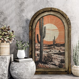 Southwestern Wall Decor | Western Wall Art | Cactus Decor | Retro Cowboy Wall Hanging | American Western | Arizona Decor