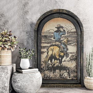 Western Wall Decor | 14&quot; x 22&quot; | Equestrian Wall Art I Cowboy Decor I Southwestern Art I Wild West I Retro