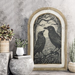 Crow Wall Art | Witchy Halloween Decor | Raven Wall Art | Gothic Wall Decor | Eclectic Framed Art | 14" x 22"