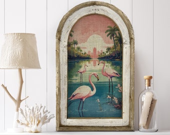Flamingos Wall Decor | Bathroom Decor | Coastal Wall Decor | Florida Home Decor | Coastal Living Room | 14" x 22"