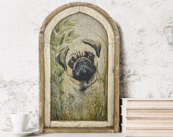 Pug Framed Art Print | Watercolor Pug Gift | Handmade Framed Dog Art | Gift for Pug Lover |