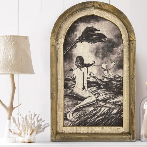 Mermaid Wall Decor 14 X 22 Arch Window Frame Etsy