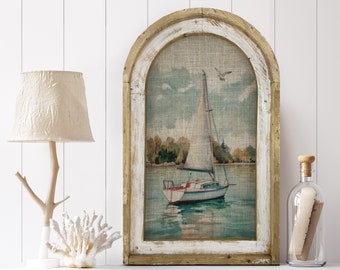 Sail Boat Wall Art | 14" x 22" | Coastal Bathroom Decor | Coastal Wall Decor I Florida Home Decor