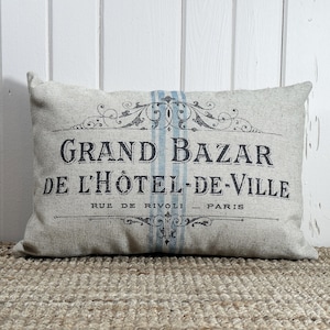 Grainsack Throw Pillow | Farmhouse Decor | Country Lumbar Pillow | Grain Sack Pillow | 18&quot; W x 12&quot; H |