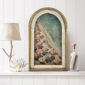 Coastal Beach Wall Decor | Coastal Wall Decor | Bathroom Wall Decor | Bright Coastal | Watercolor Framed Artwork | Beach Umbrellas