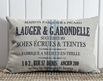 French Country Throw Pillow | Farmhouse Decor | Grain Sack Lumbar Pillow | Grainsack Pillow | 18" W x 12" H |