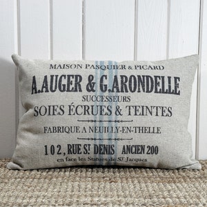 French Country Throw Pillow | Farmhouse Decor | Grain Sack Lumbar Pillow | Grainsack Pillow | 18&quot; W x 12&quot; H |