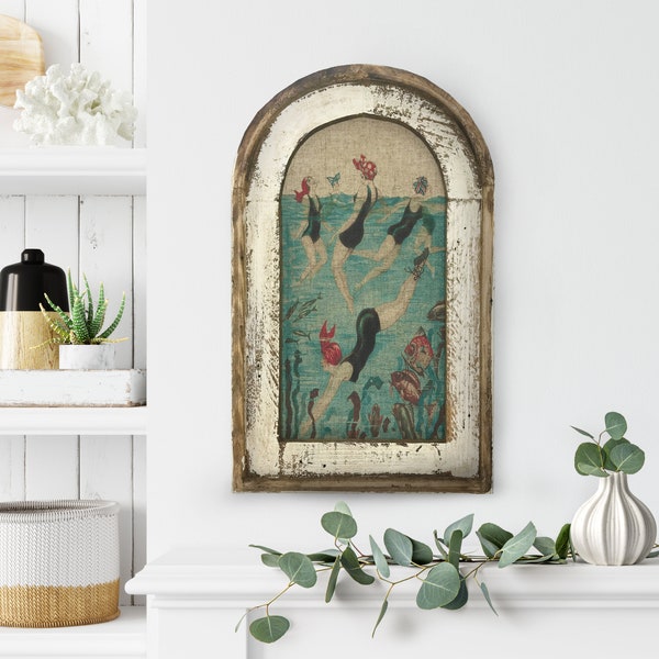 Swimming Wall Art | 14" x 22" | Bathroom Decor | Coastal Wall Decor