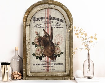 French Bunny Wall Decor | 14" x 22" | Rabbit Wall Art I Easter Wall Decor I Farmhouse Wall Art I