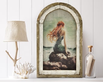 Mermaid Wall Art | 14" x 22" | Bathroom Decor | Coastal Wall Decor I Eclectic Home Decor I Beach Sign