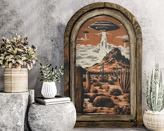 Southwestern Wall Decor | Western Wall Art | UFO Decor | Retro Wall Hanging | American Western | Arizona Decor