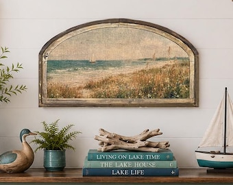 Coastal Wall Art | 36" x 20" Landscape Beach Wall Decor | Coastal Decor for Living Room | Gift for Mom | Solid Wood Frame