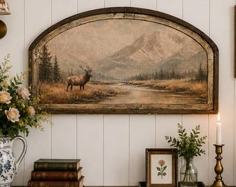 Framed Neutral Deer Wall Art | 36" x 20" Spring Floral Field | Wildflower Farmhouse Decor for Living Room | Gift for Mom | Solid Wood Frame