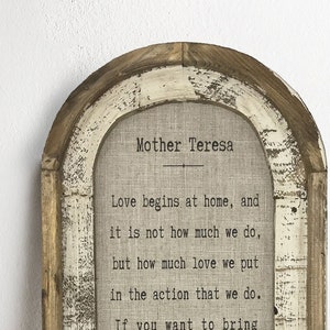 Mother Teresa Wall Art | Farmhouse Wall Decor | Linen Wall Hanging | Rustic Farmhouse Decor |