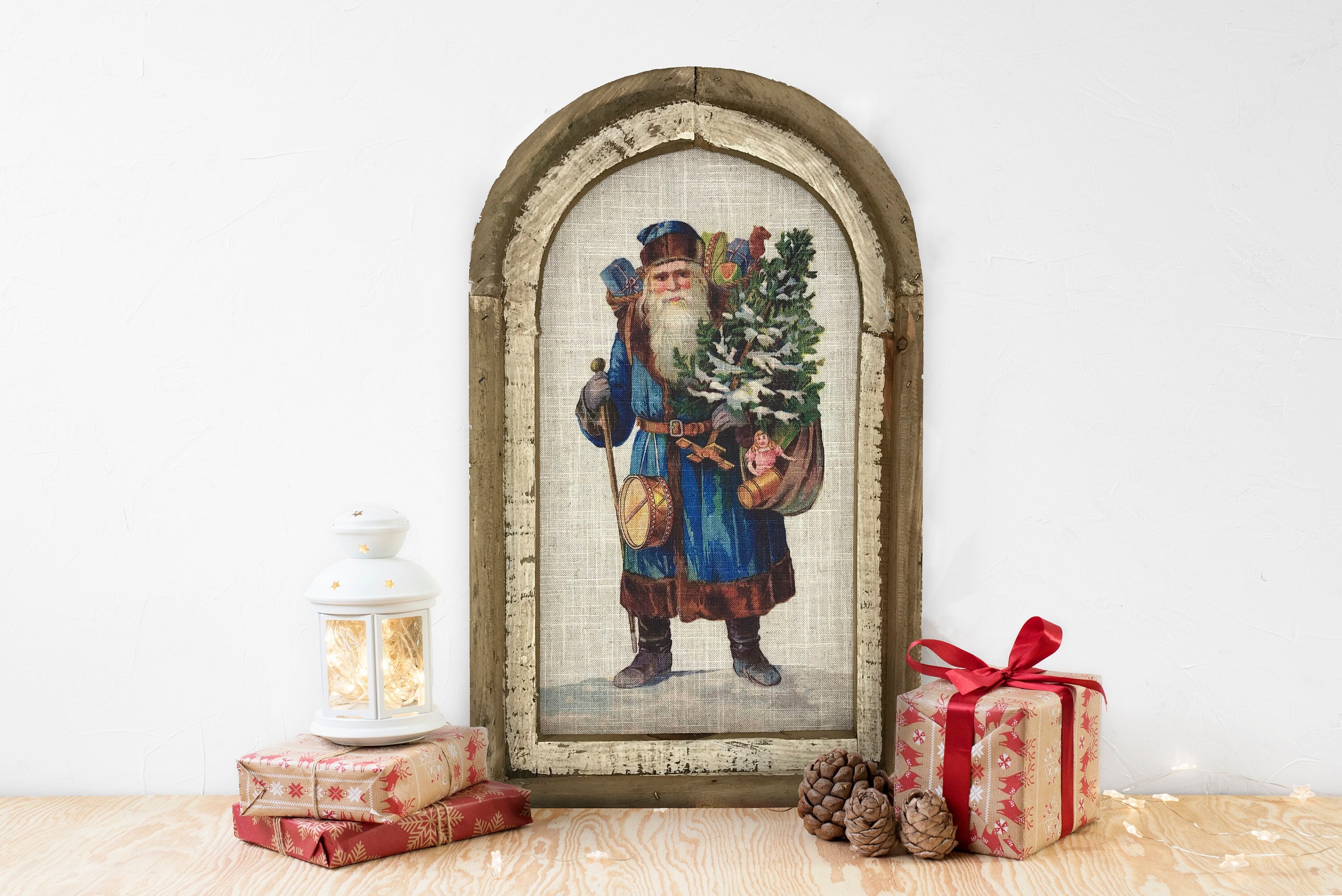 Santa Wall Decor 14 x 22 Christmas Wall Art Winter Wall Hanging