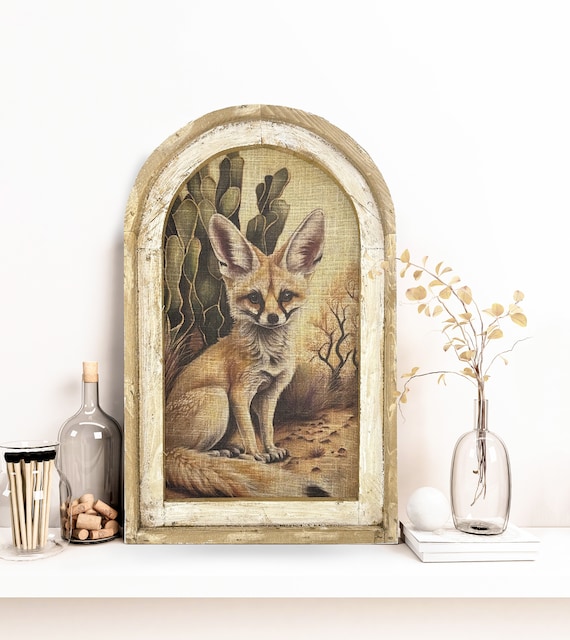 Fennec Fox Wall Art | 14" x 22" | Western Wall Decor | Cactus Wall Hanging | Eclectic Desert Decor