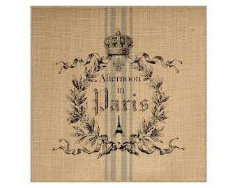 Paris Grainsack Burlap Panel, Reproduction Printed Fabric