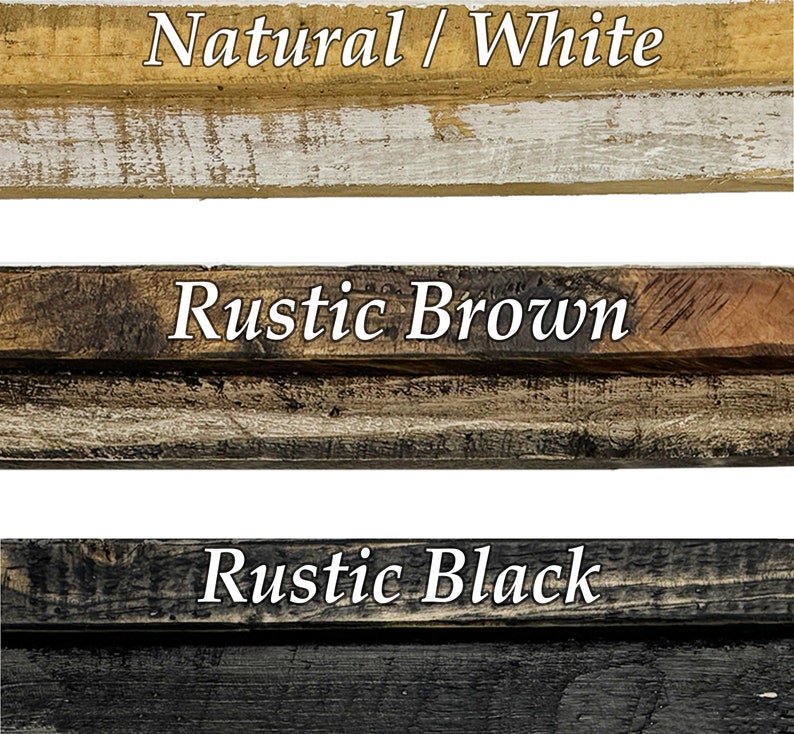 a group of wooden signs that say rustic brown, rustic black, natural white,