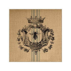 Bee Grainsack Burlap Panel, Reproduction Printed Fabric