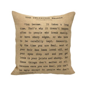 Velveteen Rabbit Burlap Pillow I 18&quot; x 18&quot; Country Farmhouse Pillow I Grain Sack