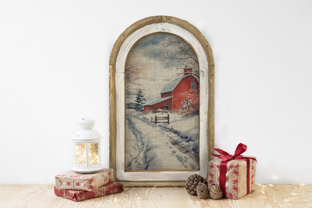 Winter Farm Wall Decor 14 X 22 Farmhouse Christmas Wall Art Winter Wall