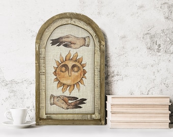 Sun Wall Art | 14" x 22" | Celestial Decor | Eclectic Wall Decor | Psychic | Mystic Hands | Zodiac