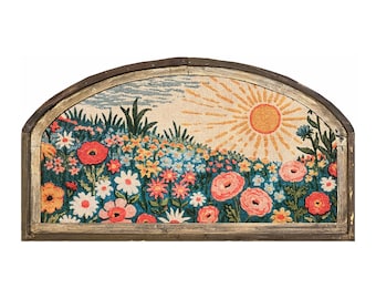 Wildflowers Wall Art | 36" x 20" | Flowers Arched Wall Decor | Moody Wall Art | Floral Farmhouse | Delicate Florals