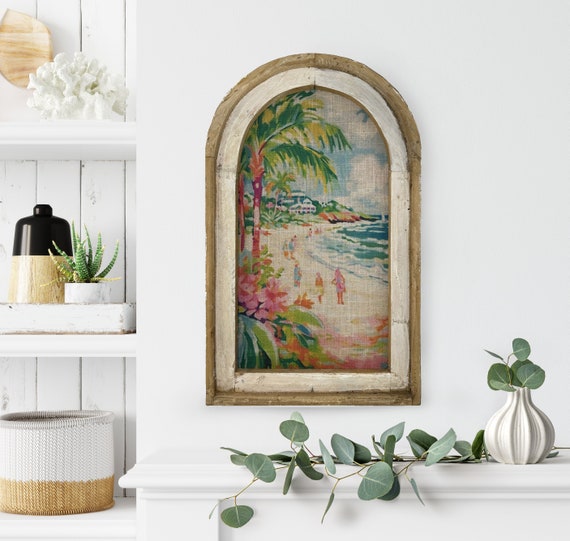 Beach Wall Decor | Coastal Wall Decor | Bathroom Wall Decor | Bright Florals | Watercolor Framed Artwork | Preppy Pink Decor