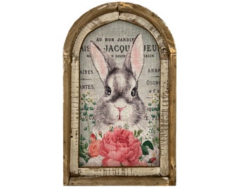 Easter Bunny Wall Decor | 14" x 22" | Rabbit Wall Art I Nursery Wall Decor I Floral Wall Art I