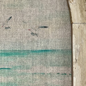 Coastal Dock Wall Decor | Coastal Wall Decor | Bathroom Wall Decor | Linen & Wood Wall Hanging | Watercolor Framed Artwork | Florida Decor image 3