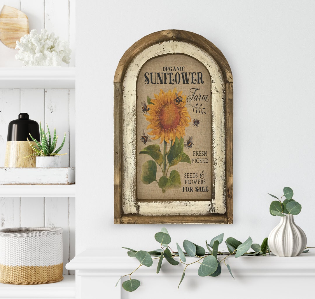 Sunflower Wall Decor | 14" X 22" | Farmhouse Decor | Sunflower Art ...