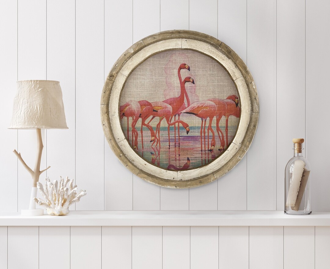 Pink Flamingos Wall Decor 20 X 20 Coastal Wall Etsy