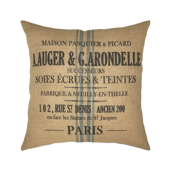Grainsack Burlap Pillow I 18" x 18" French Farmhouse Pillow I Grain Sack Cushion