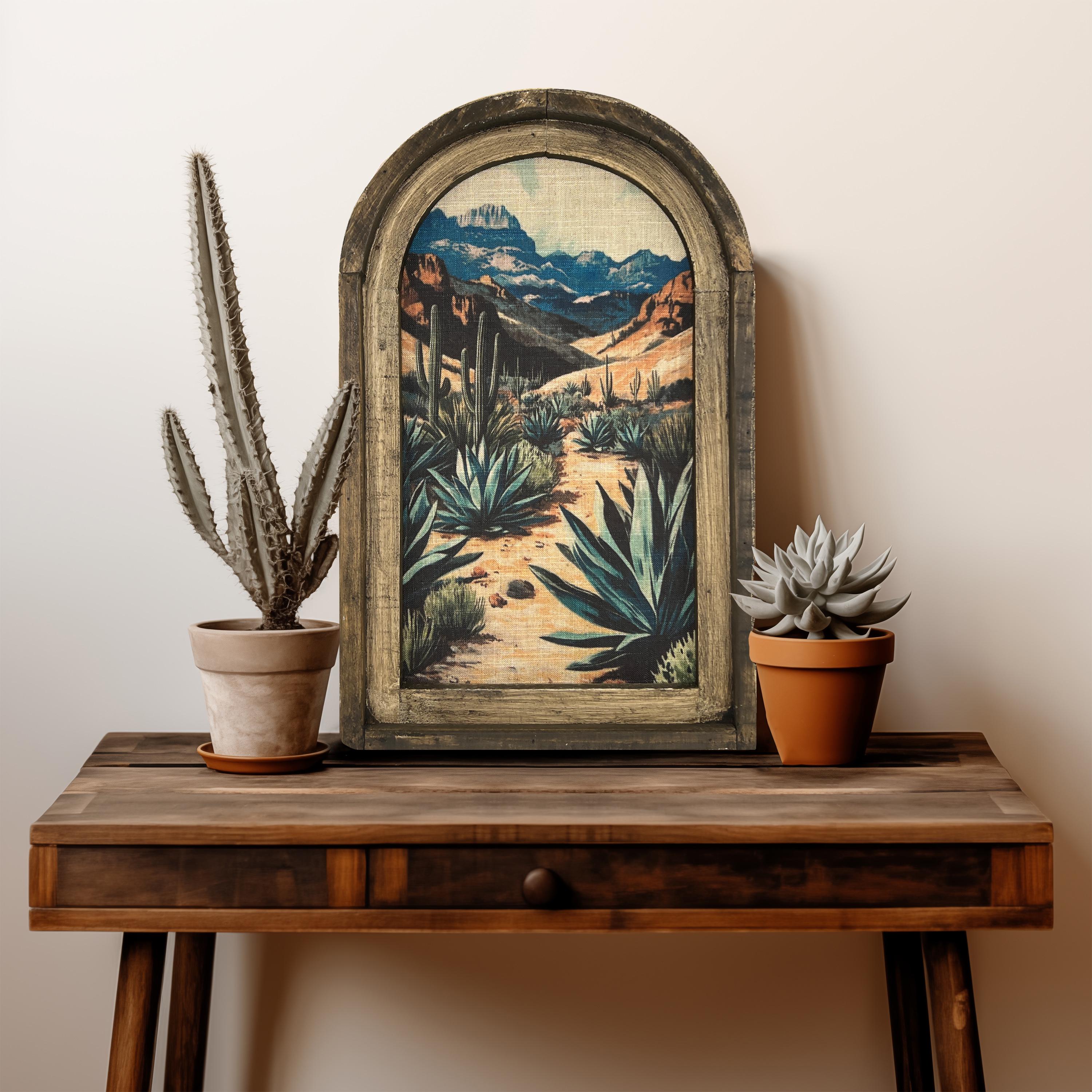 Southwestern Wall Decor | Western Wall Art | Cactus Decor | Retro Cowboy Wall Hanging | American Western | Arizona Decor