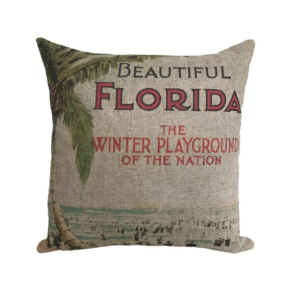 Beautiful Florida Linen Throw Pillow 15 X 15 Etsy