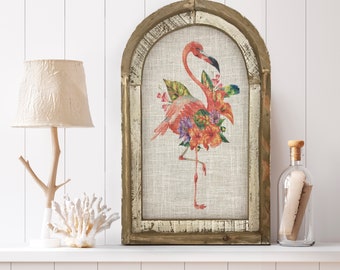 Flamingo Wall Art | 14" x 22" | Bathroom Decor | Coastal Wall Decor I Florida Home Decor