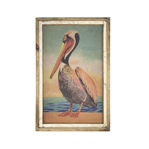 Pelican Wall Art | 24" x 36" | Coastal Wall Art | Vintage Florida Postcard | Beach Wall Decor |