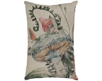 Watercolor Mushroom Throw Pillow | Eclectic Decor | Botanical | Bohemian | 18" W x 12" H |