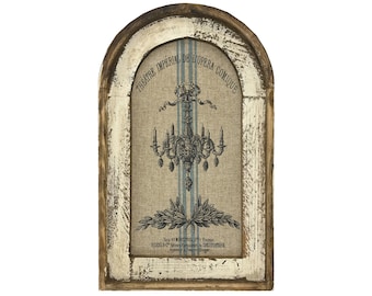 Grainsack Wall Art | 14" x 22" | Arch Window Frame | Linen Wall Hanging | French Farmhouse Decor |
