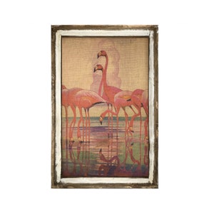 Flamingos Wall Decor | 24" x 36" | Coastal Wall Art | Florida Postcard