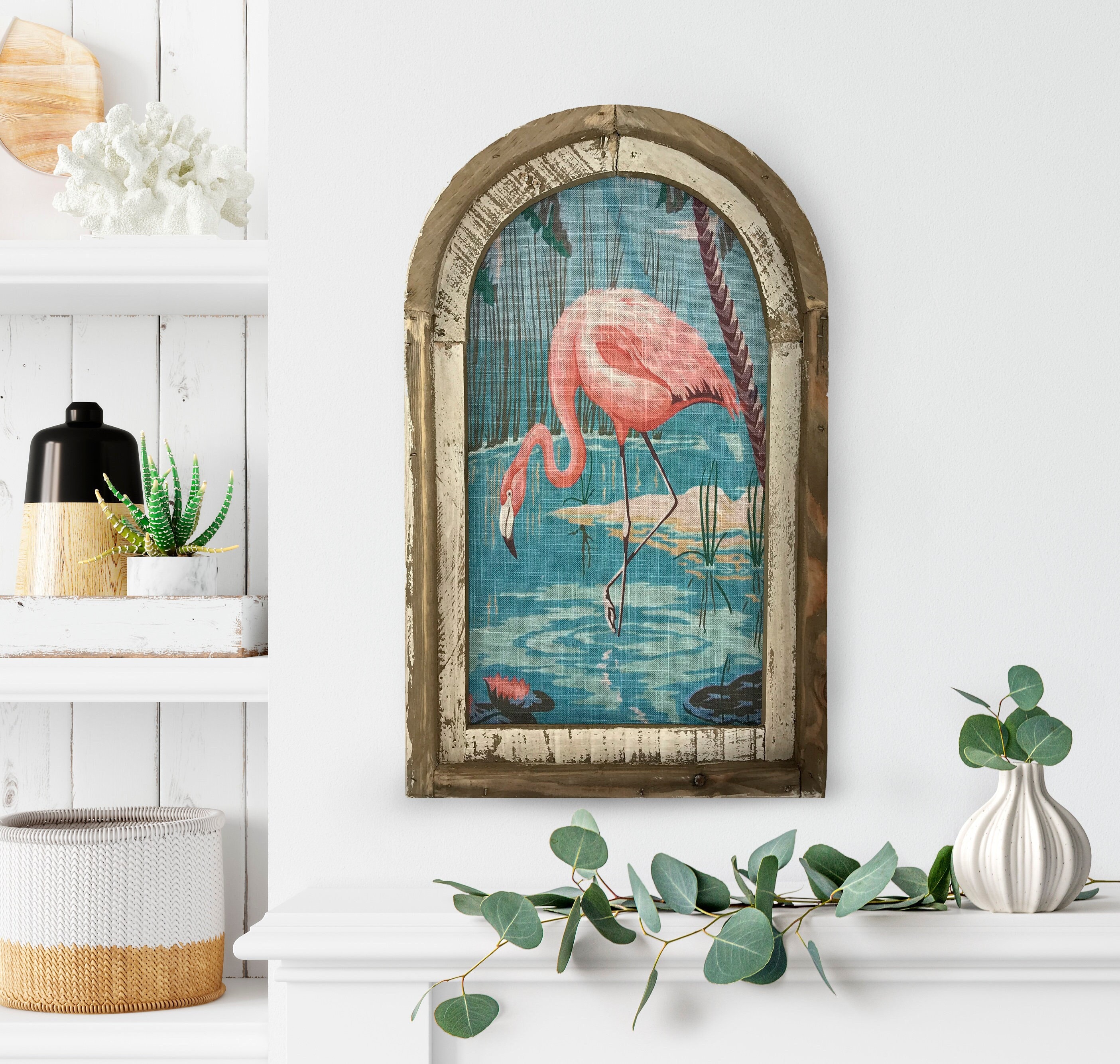 Flamingo Wall Art | 14" x 22" | Bathroom Decor | Coastal Wall Decor I Florida Home Decor