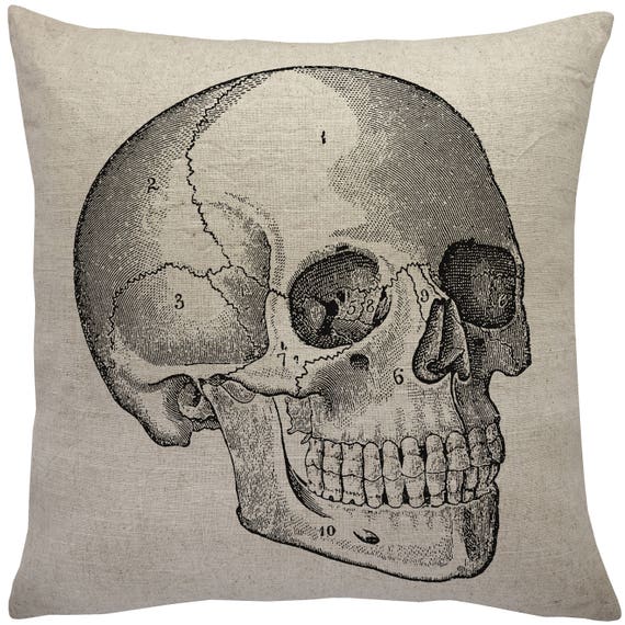 Skull Linen Pillow Skeleton Throw Skull Throw Pillow Skeleton Cushion
