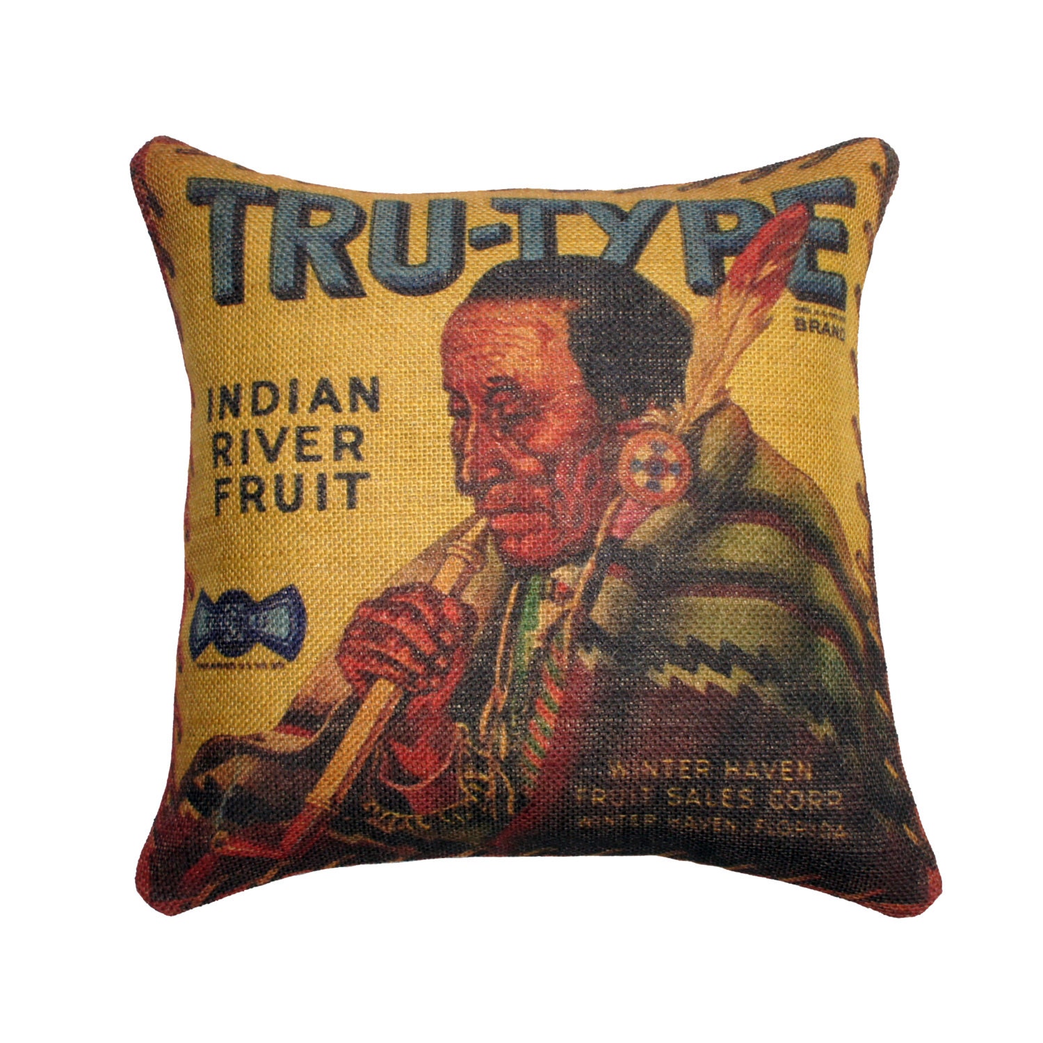 American Indian Pillow Cover Burlap Throw Pillow Cover Native
